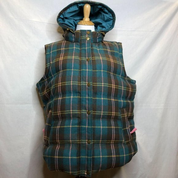 Boden Quilted Wool Feather Down Vest Hood 18